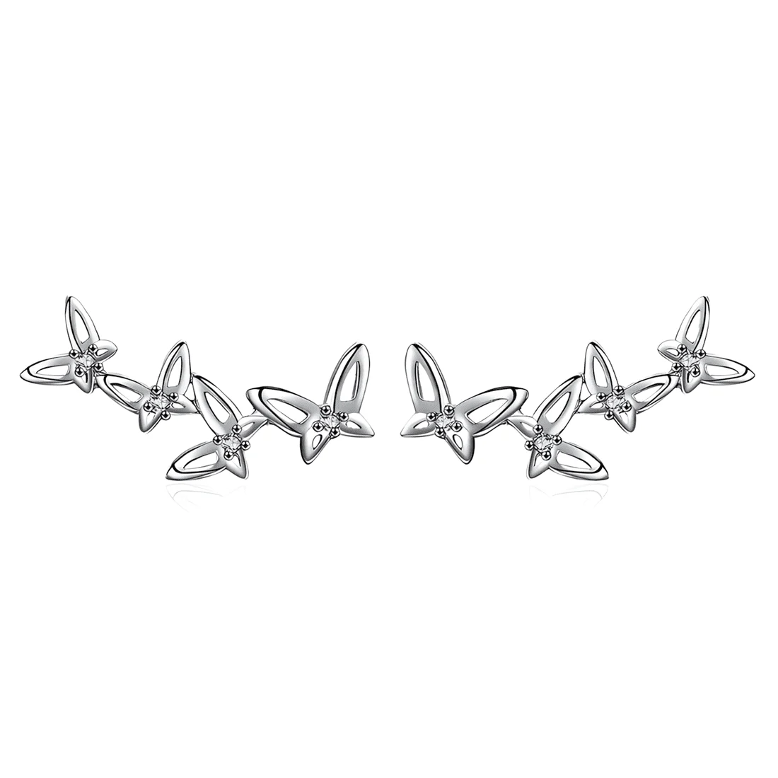 Pendientes de Botón Mariposas <myexti><span>Plata de Ley 925, chapada en oro blanco, con circonitas</span></myexti>