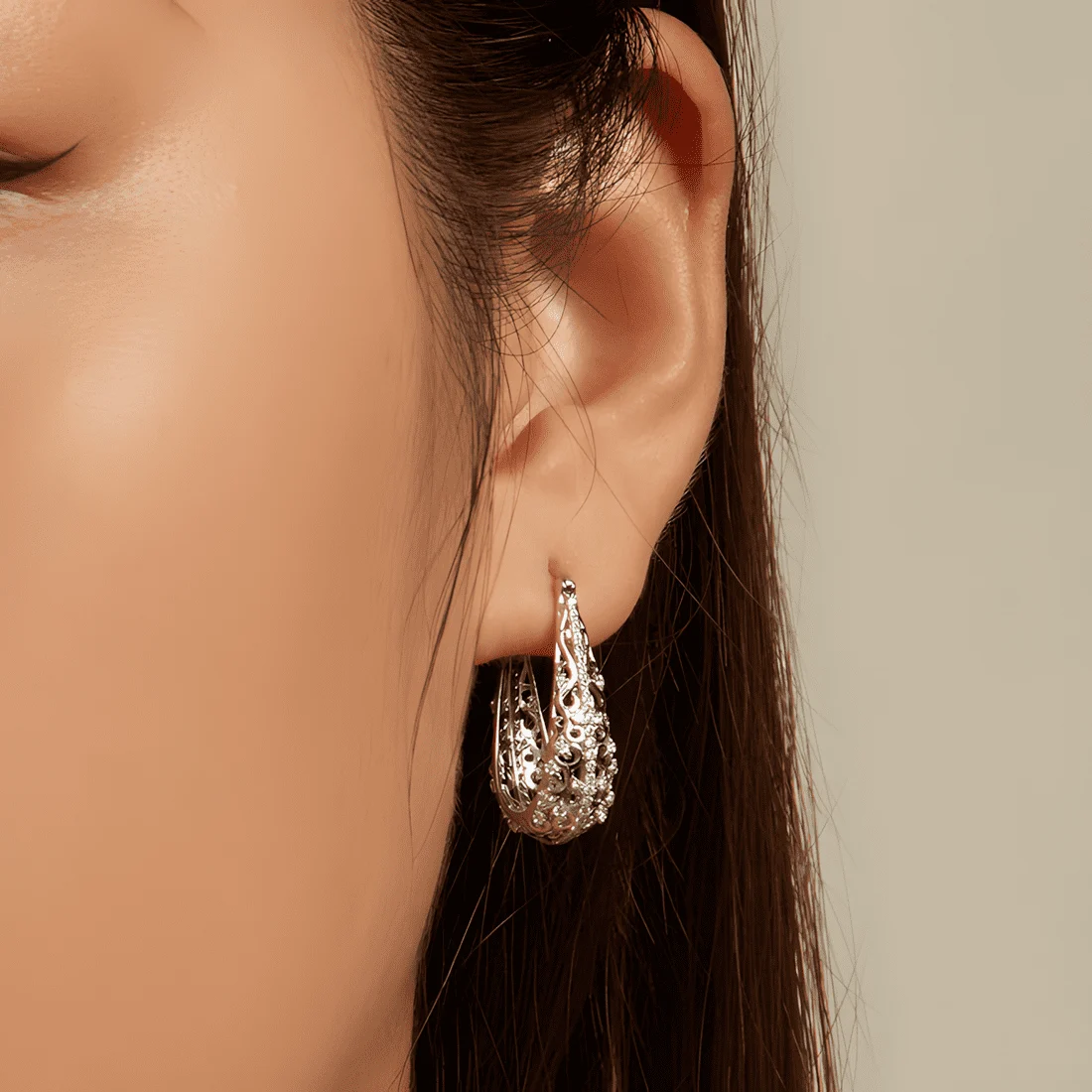 Pendientes Colgantes Vintage <myexti><span>Estilo boho, Plata de Ley 925 chapada en oro blanco, con circonitas</span></myexti> - Imagen 2