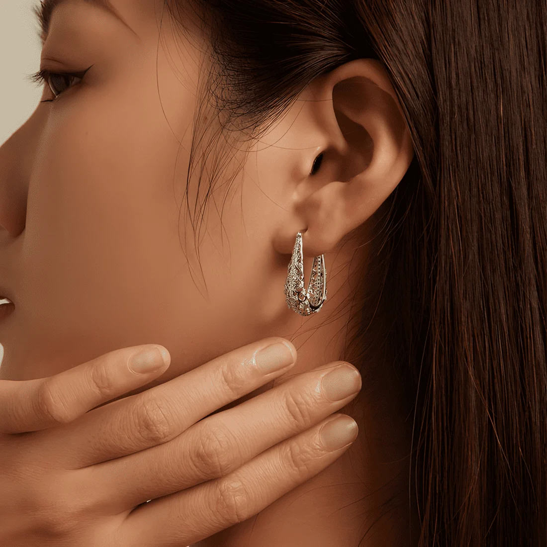 Pendientes Colgantes Vintage <myexti><span>Estilo boho, Plata de Ley 925 chapada en oro blanco, con circonitas</span></myexti> - Imagen 3