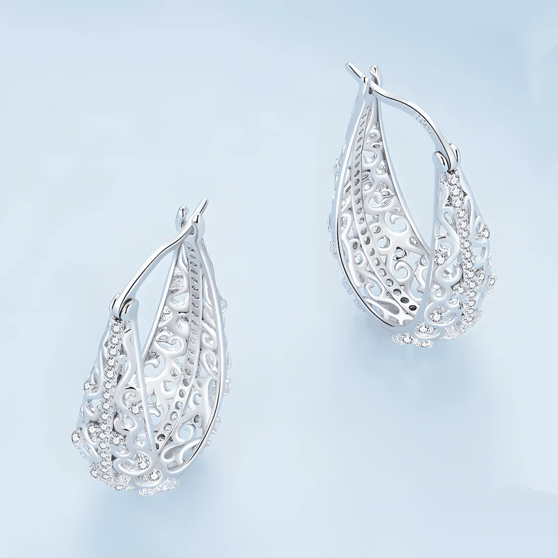 Pendientes Colgantes Vintage <myexti><span>Estilo boho, Plata de Ley 925 chapada en oro blanco, con circonitas</span></myexti> - Imagen 5