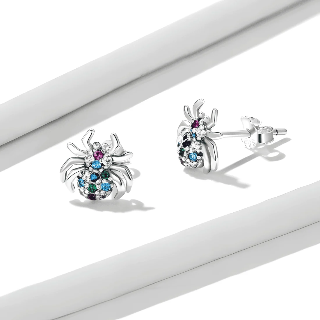 Pendientes de Arañas <myexti><span>Plata de Ley 925, chapada en oro blanco, con circonitas de colores</span></myexti> - Imagen 5