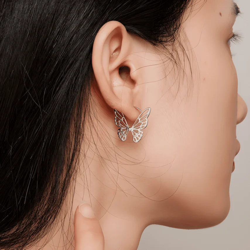 Pendientes Colgantes Mariposas <myexti><span>Plata de Ley 925, chapada en oro blanco</span></myexti> - Imagen 2