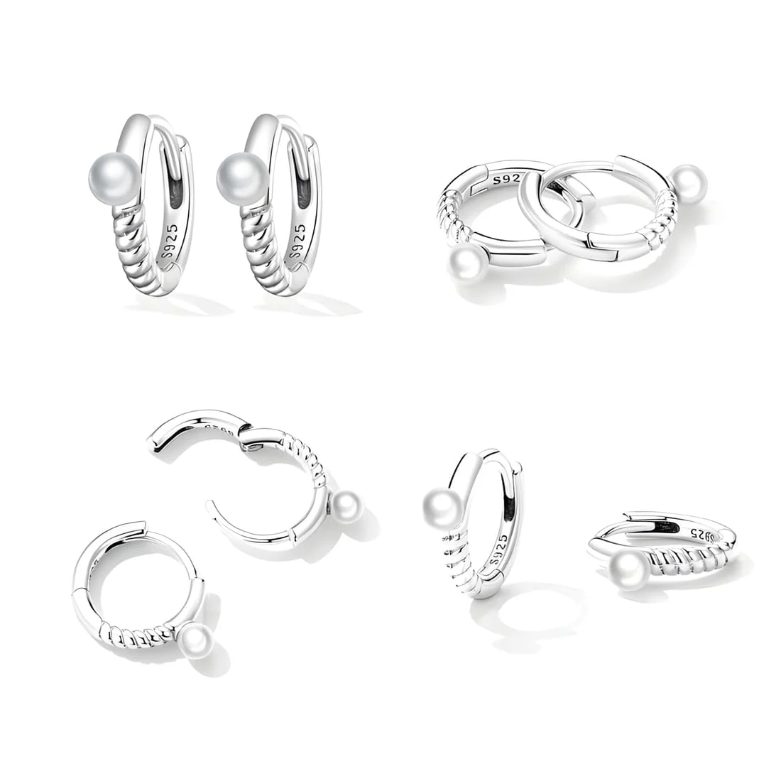 Pendientes de Aro con Perlas <myexti><span>Plata de Ley 925, chapada en oro blanco</span></myexti> - Imagen 3