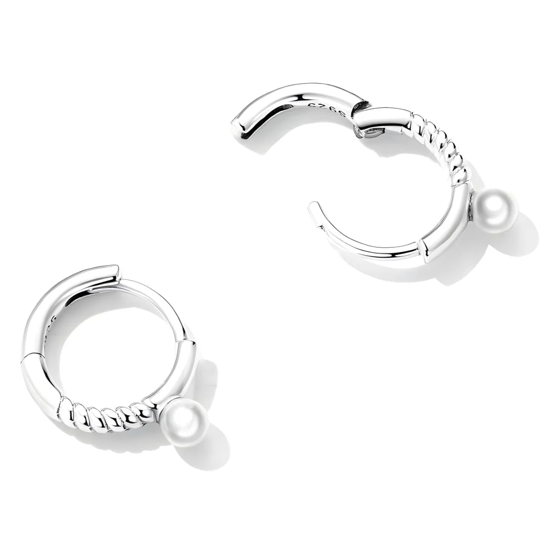 Pendientes de Aro con Perlas <myexti><span>Plata de Ley 925, chapada en oro blanco</span></myexti> - Imagen 4