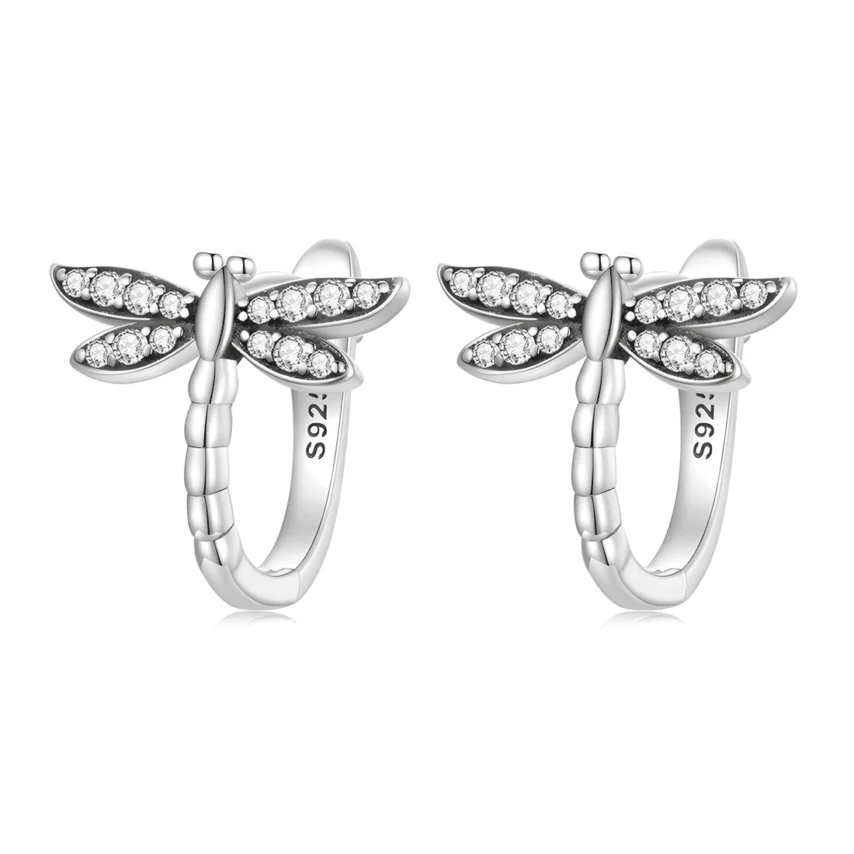 Pendientes Colgantes Libélula <myexti><span>Plata de Ley 925, chapada en oro blanco, con circonitas</span></myexti>
