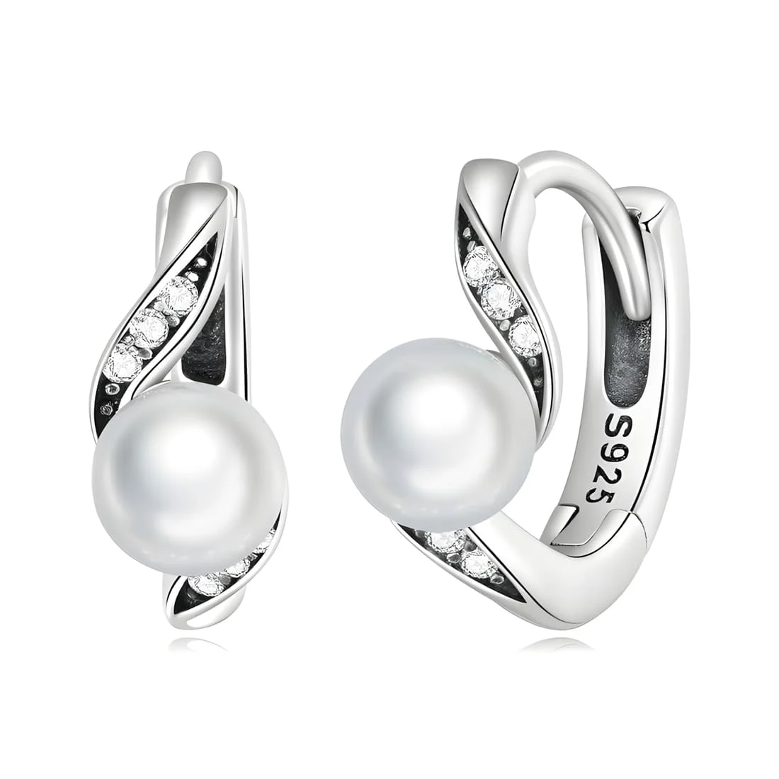 Pendientes de Aro con Perlas <myexti><span>Plata de Ley 925, chapada en oro blanco, con perlas naturales y circonitas</span></myexti>