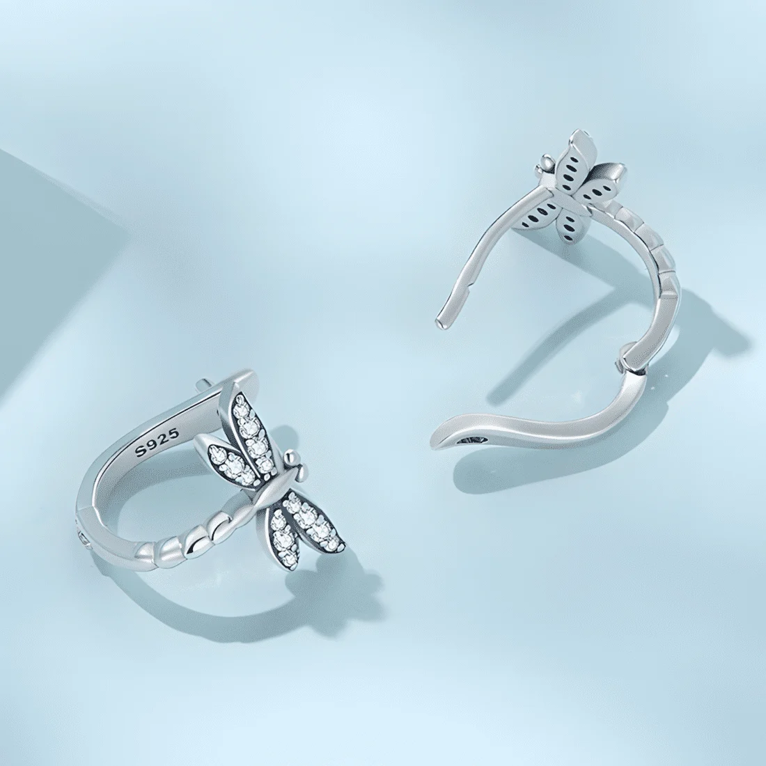 Pendientes Colgantes Libélula <myexti><span>Plata de Ley 925, chapada en oro blanco, con circonitas</span></myexti> - Imagen 5