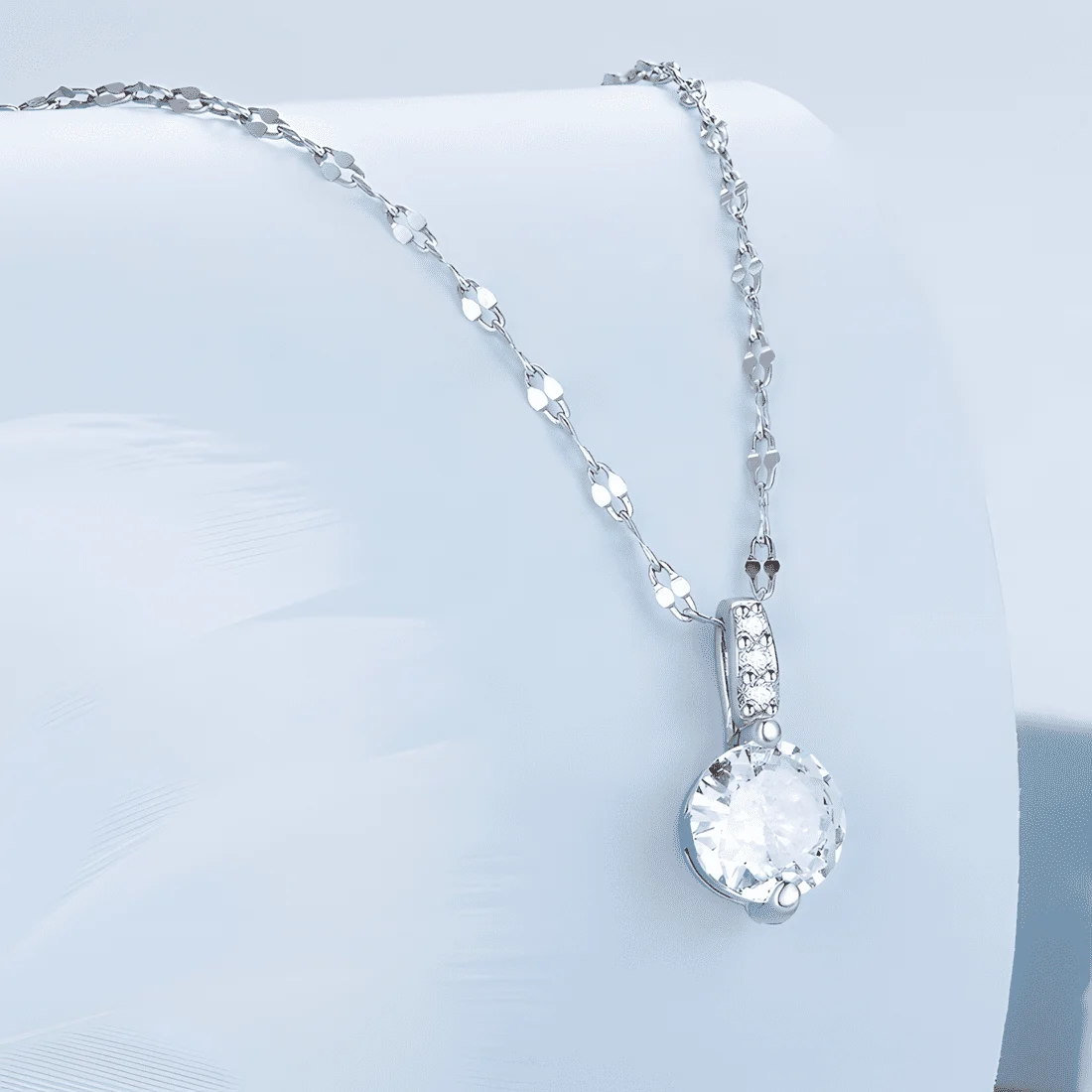 Collar Solitaire <myexti><span>Plata de Ley 925, chapada en oro blanco, con circonitas y longitud ajustable</span></myexti> - Imagen 4