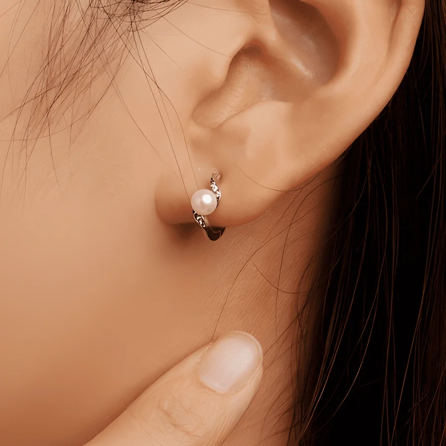 Pendientes de Aro con Perlas <myexti><span>Plata de Ley 925, chapada en oro blanco, con perlas naturales y circonitas</span></myexti> - Imagen 2