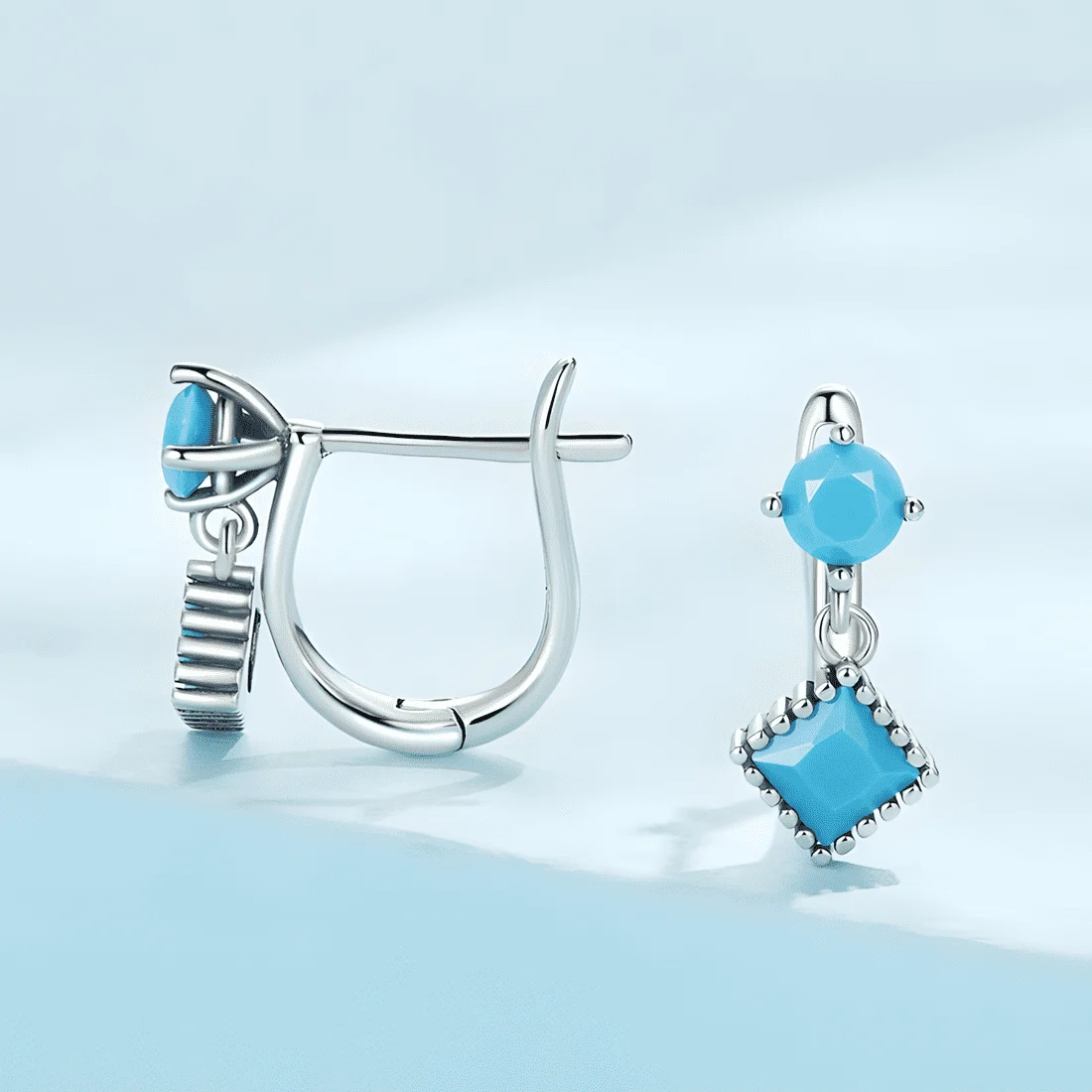 Pendientes Colgantes con Colgantes Azules <myexti><span>Plata de Ley 925, chapada en oro blanco, con circonitas azul claro</span></myexti> - Imagen 4