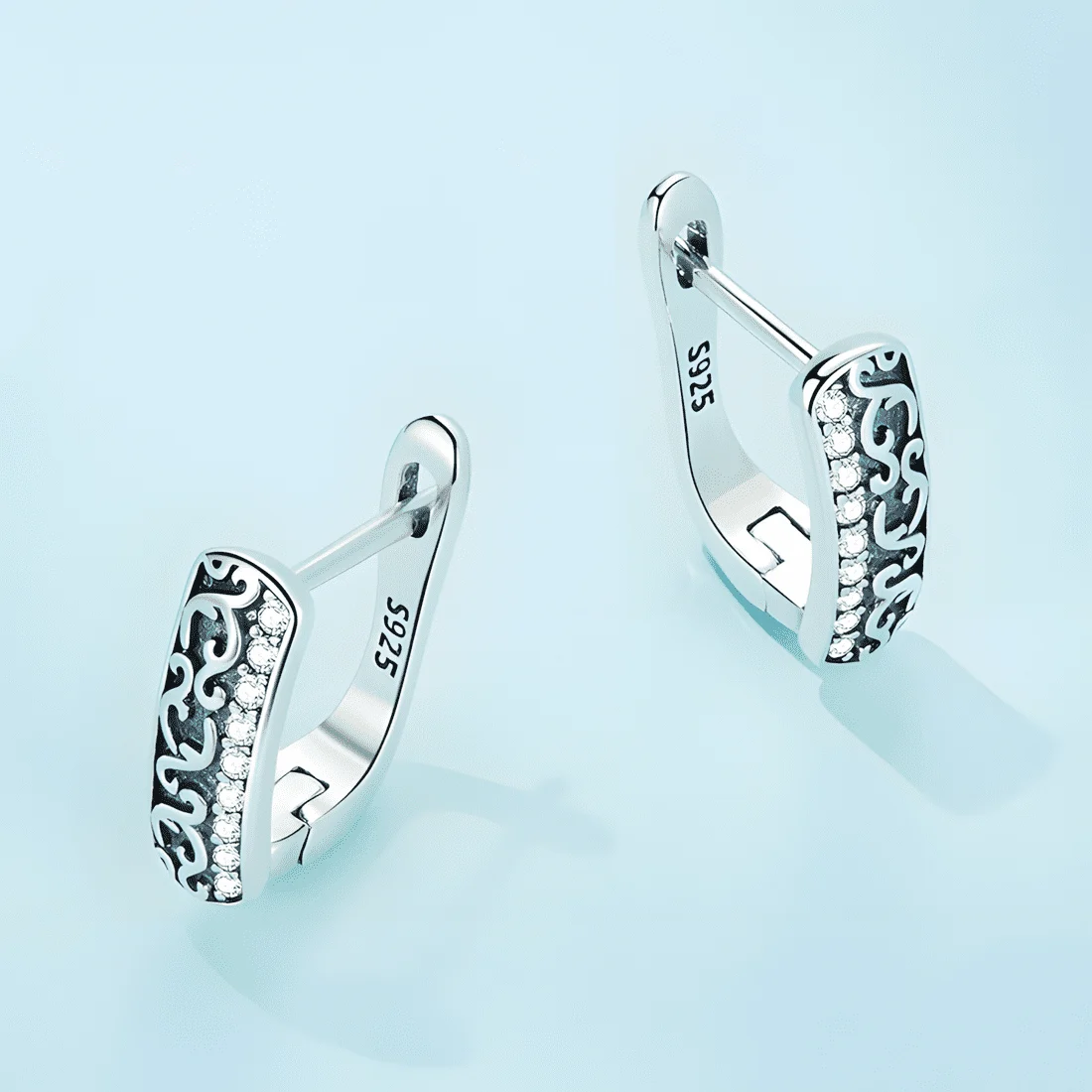 Pendientes Colgantes Vintage <myexti><span>Plata de Ley 925, chapada en oro blanco, con circonitas</span></myexti> - Imagen 3