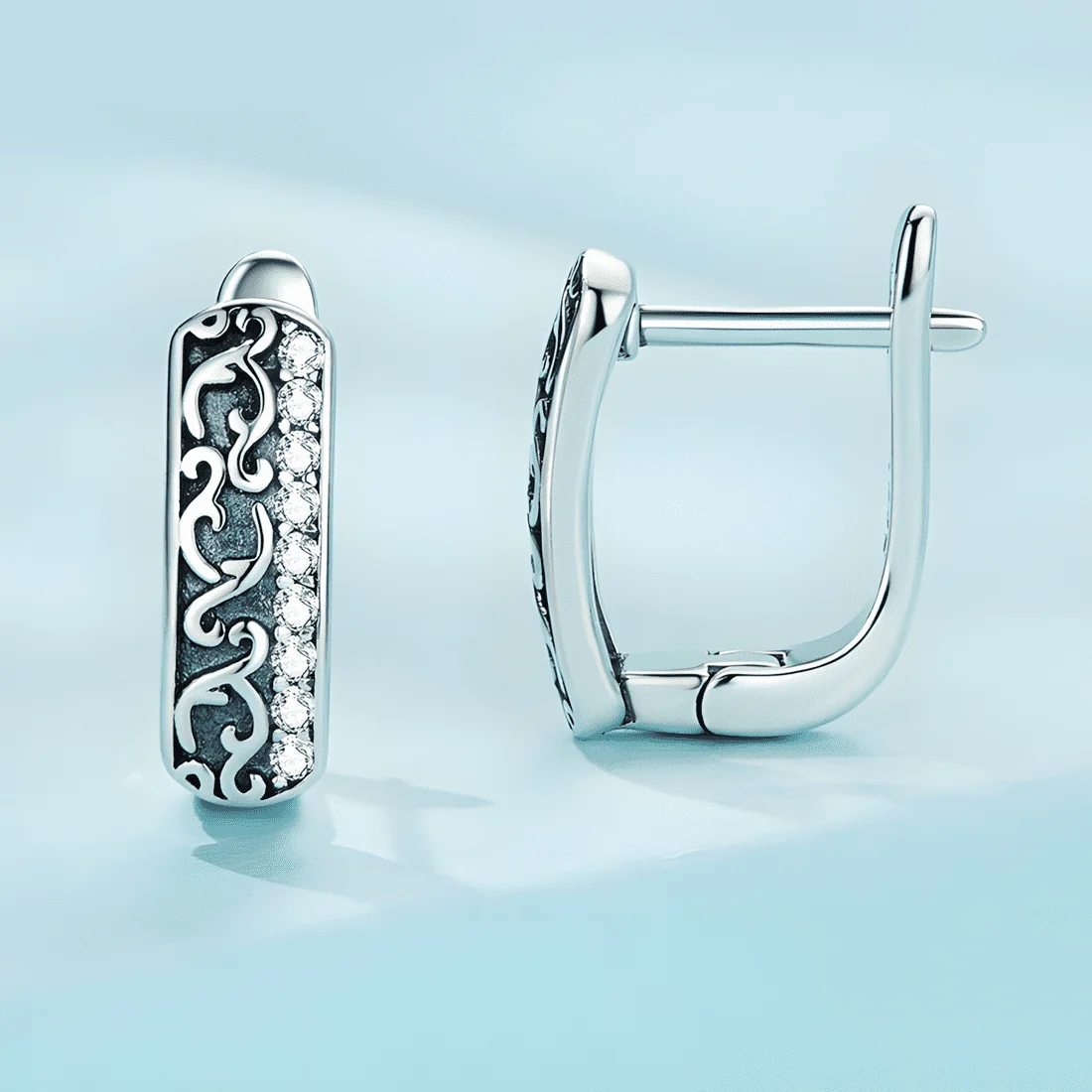 Pendientes Colgantes Vintage <myexti><span>Plata de Ley 925, chapada en oro blanco, con circonitas</span></myexti> - Imagen 4