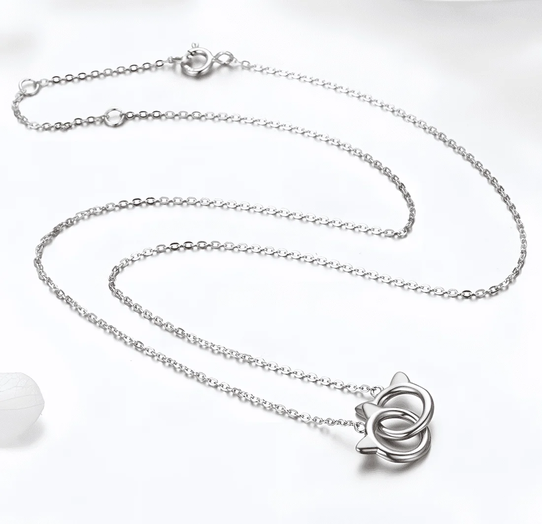 Collar Gatos Enamorados <myexti><span>Plata de Ley 925, chapada en oro blanco, con detalles chapados en oro rosa y longitud ajustable</span></myexti> - Imagen 4