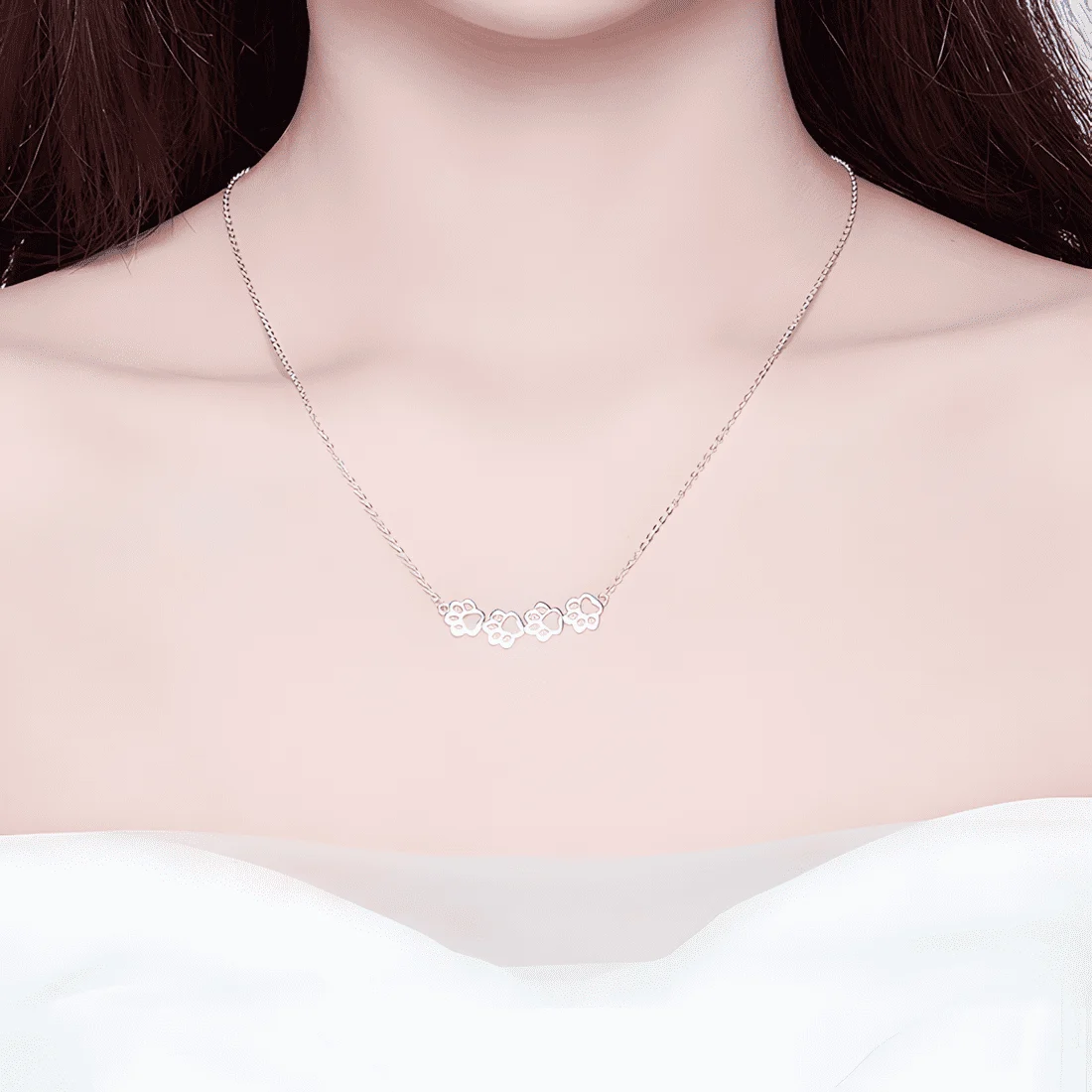 Collar Cuatro Patas <myexti><span>Plata de Ley 925, chapada en oro blanco, con longitud ajustable</span></myexti> - Imagen 2