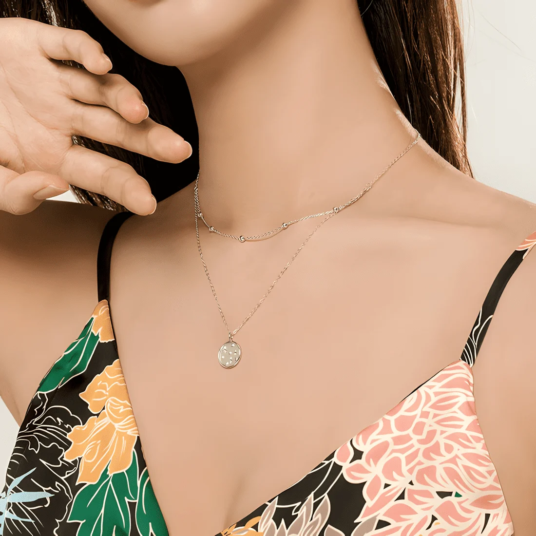 Collar Colgante de Estrellas <myexti><span>Plata de Ley 925, chapada en oro blanco, con longitud ajustable</span></myexti> - Imagen 2