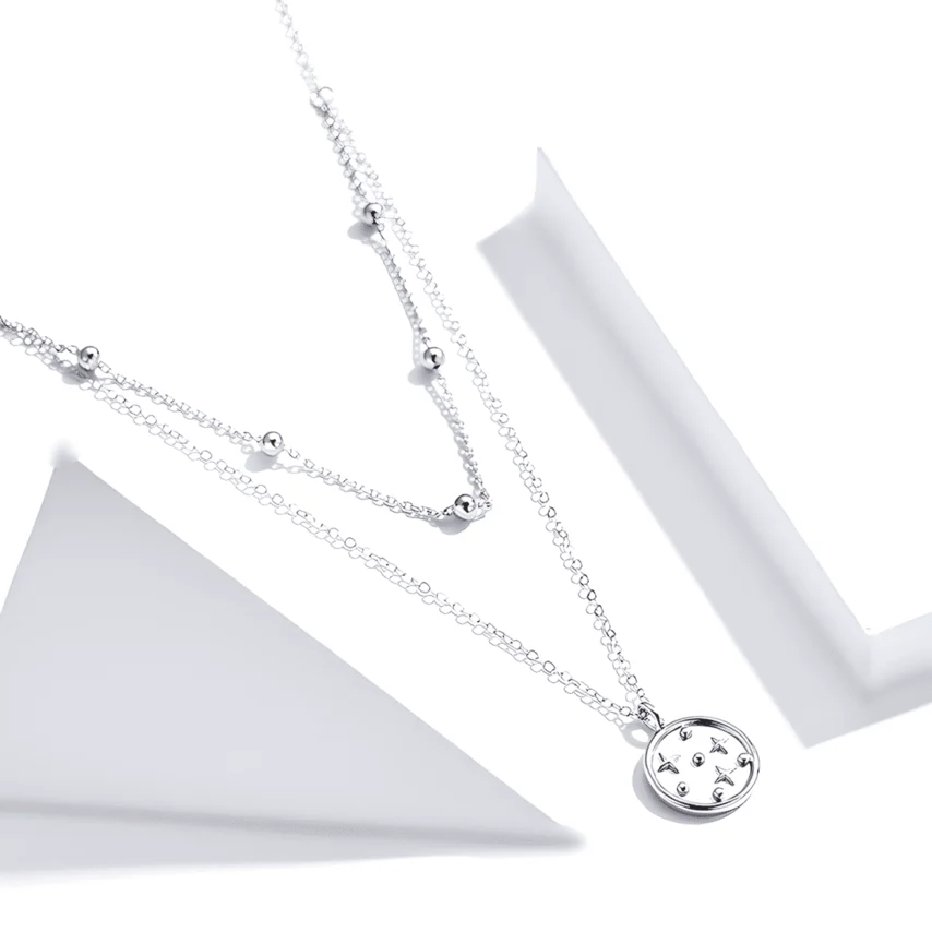 Collar Colgante de Estrellas <myexti><span>Plata de Ley 925, chapada en oro blanco, con longitud ajustable</span></myexti> - Imagen 4