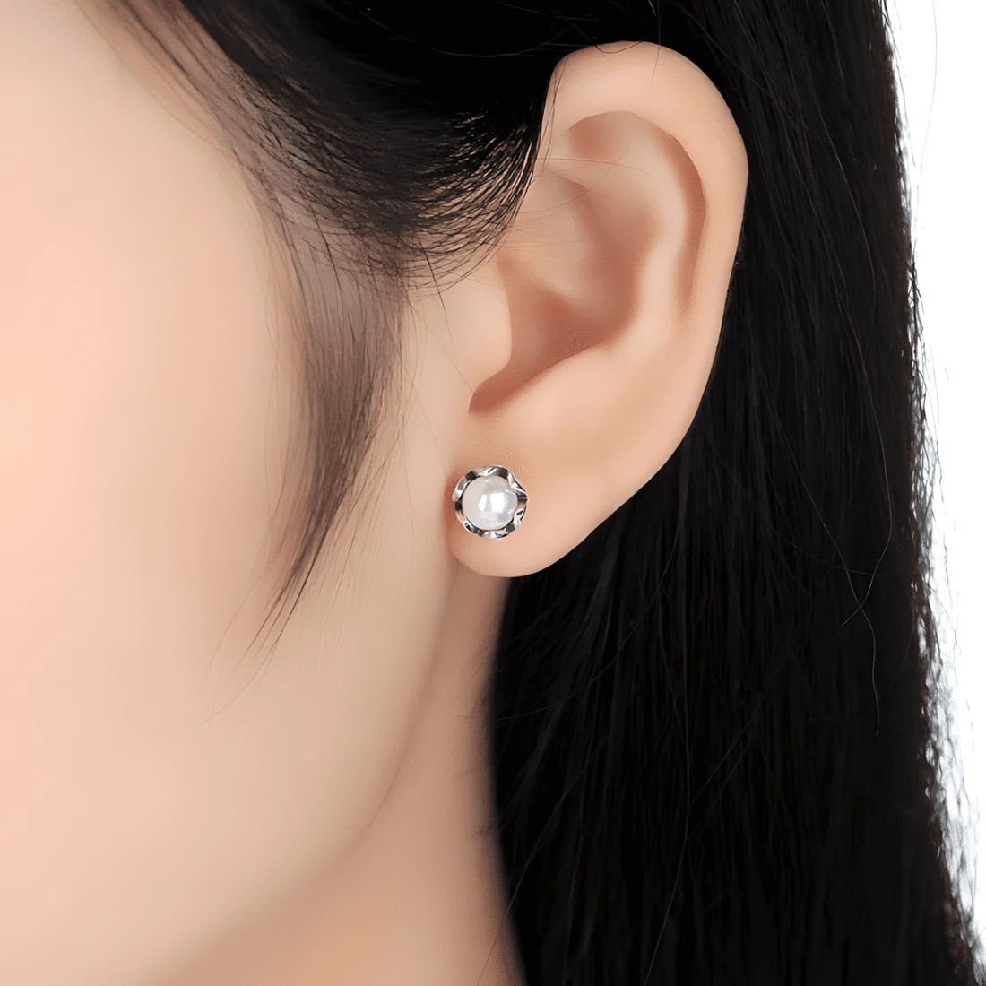 Pendientes de Perla <myexti><span>Plata de Ley 925, chapada en oro blanco</span></myexti> - Imagen 2