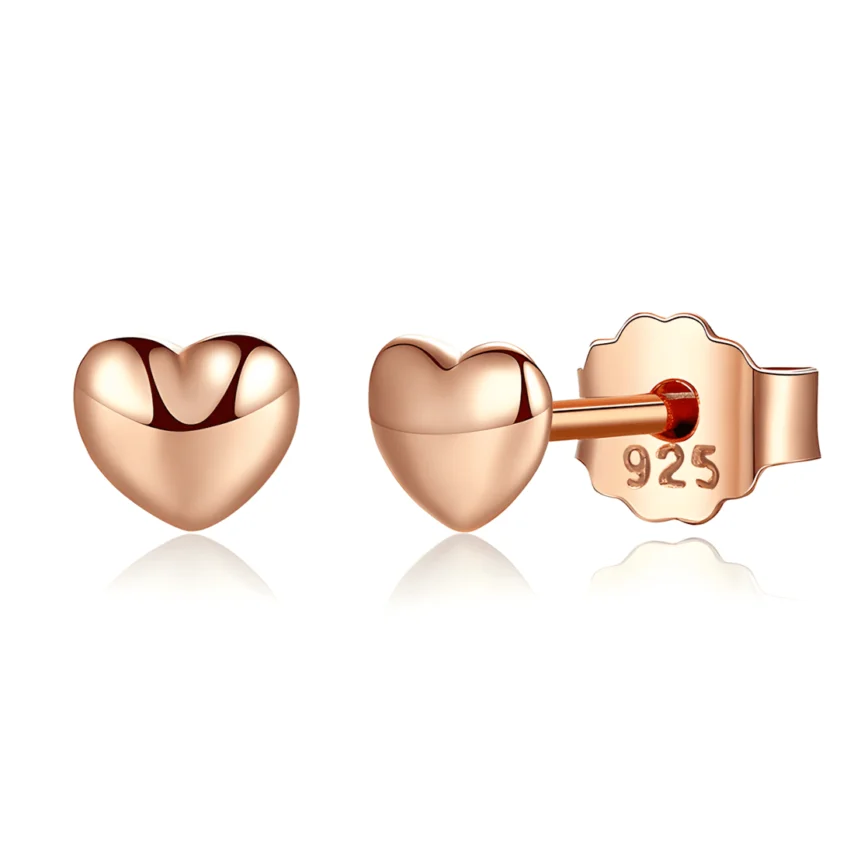 Pendientes de Botón Corazones <myexti><span>Plata de Ley 925, chapada en oro rosa</span></myexti>