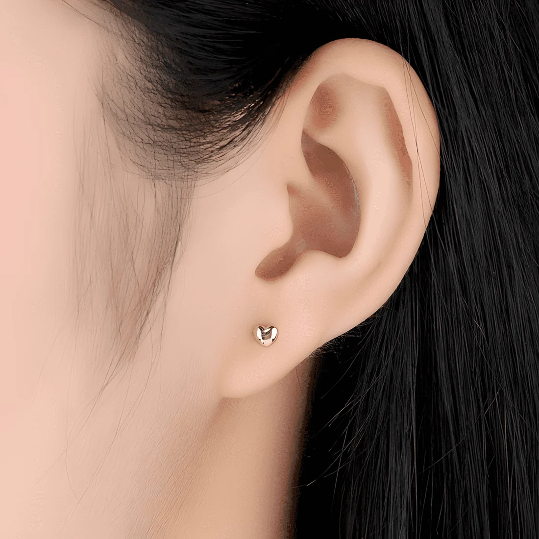 Pendientes de Botón Corazones <myexti><span>Plata de Ley 925, chapada en oro rosa</span></myexti> - Imagen 2