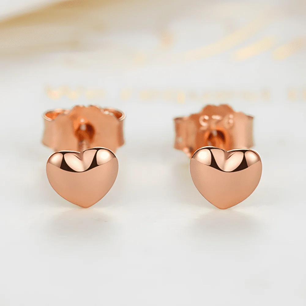 Pendientes de Botón Corazones <myexti><span>Plata de Ley 925, chapada en oro rosa</span></myexti> - Imagen 3