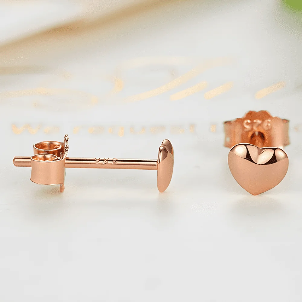 Pendientes de Botón Corazones <myexti><span>Plata de Ley 925, chapada en oro rosa</span></myexti> - Imagen 4
