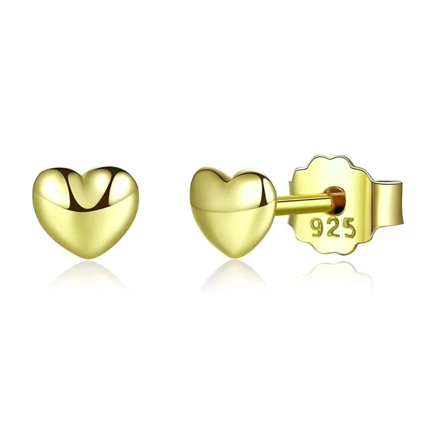 Pendientes de Botón Corazones <myexti><span>Plata de Ley 925, chapada en oro amarillo</span></myexti>
