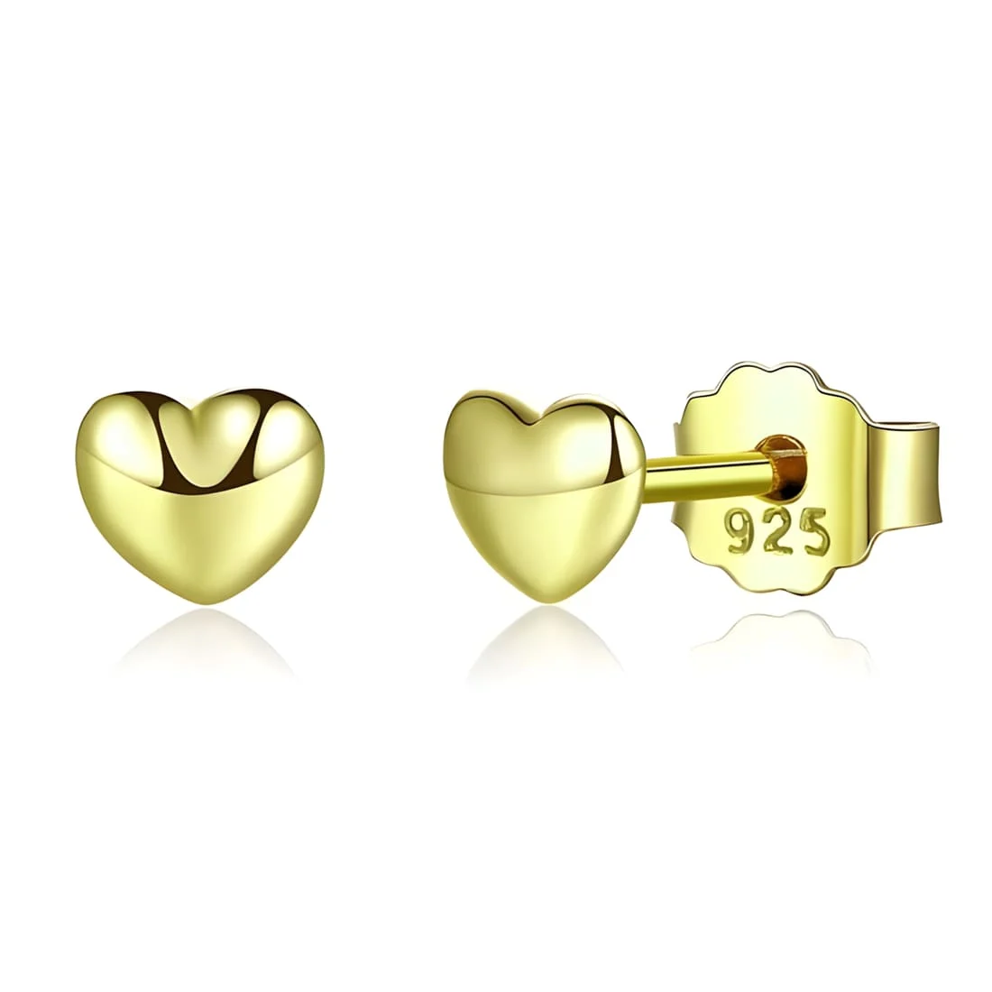 Pendientes de Botón Corazones <myexti><span>Plata de Ley 925, chapada en oro amarillo</span></myexti>