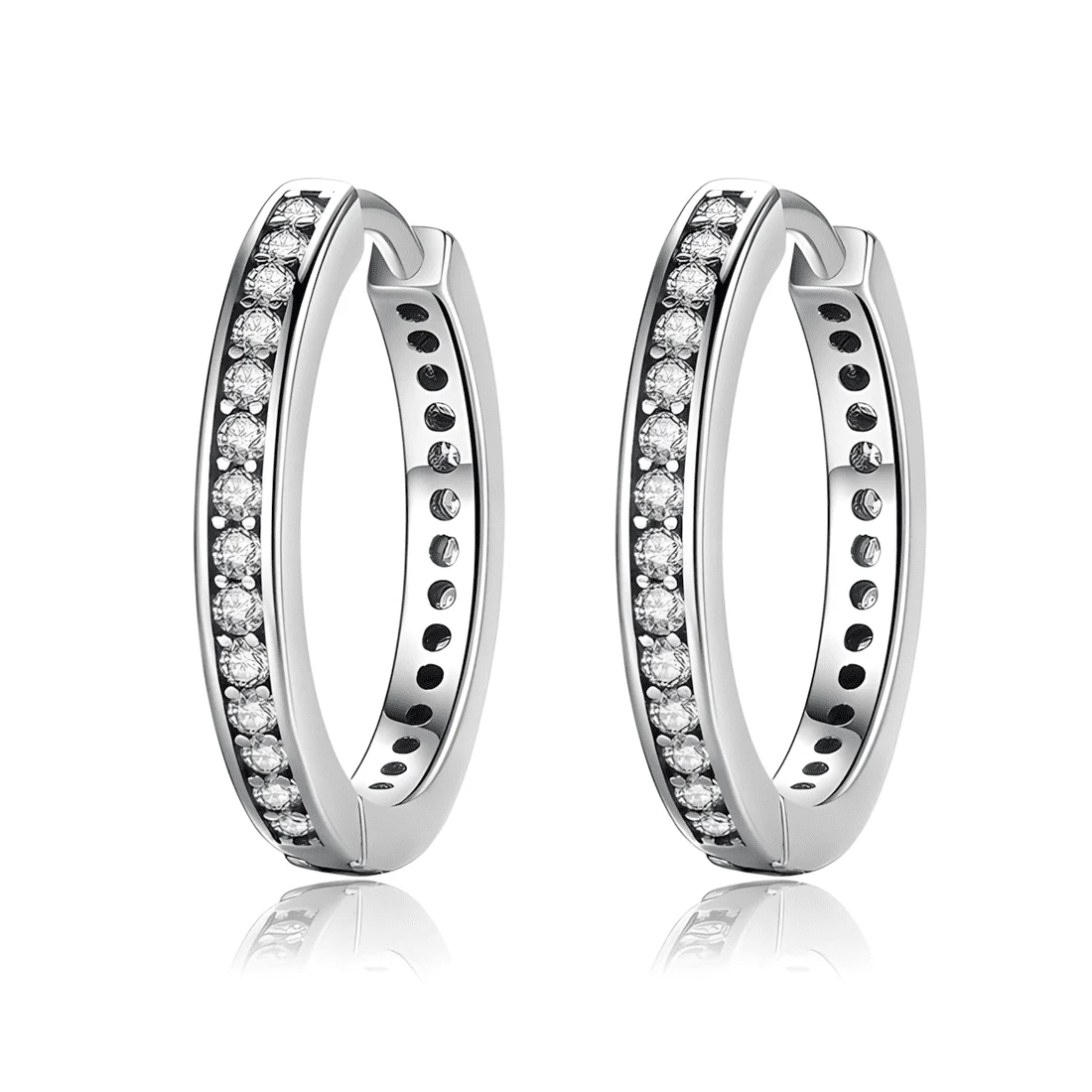 Pendientes de Aro Brillantes <myexti><span>Plata de Ley 925, chapada en oro blanco, con circonitas</span></myexti>