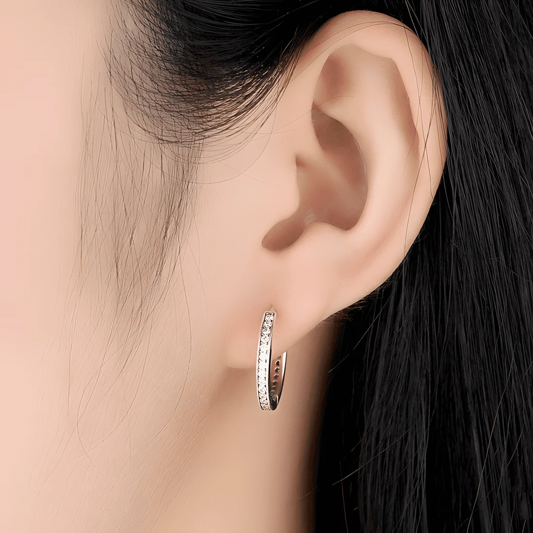 Pendientes de Aro Brillantes <myexti><span>Plata de Ley 925, chapada en oro blanco, con circonitas</span></myexti> - Imagen 2