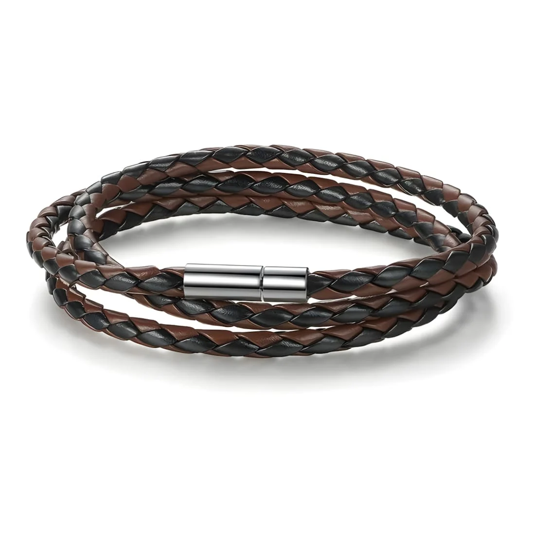 Pulsera de Cuero Marrón y Negro <myexti><span>con cierre magnético, 60 centímetros de largo</span></myexti>