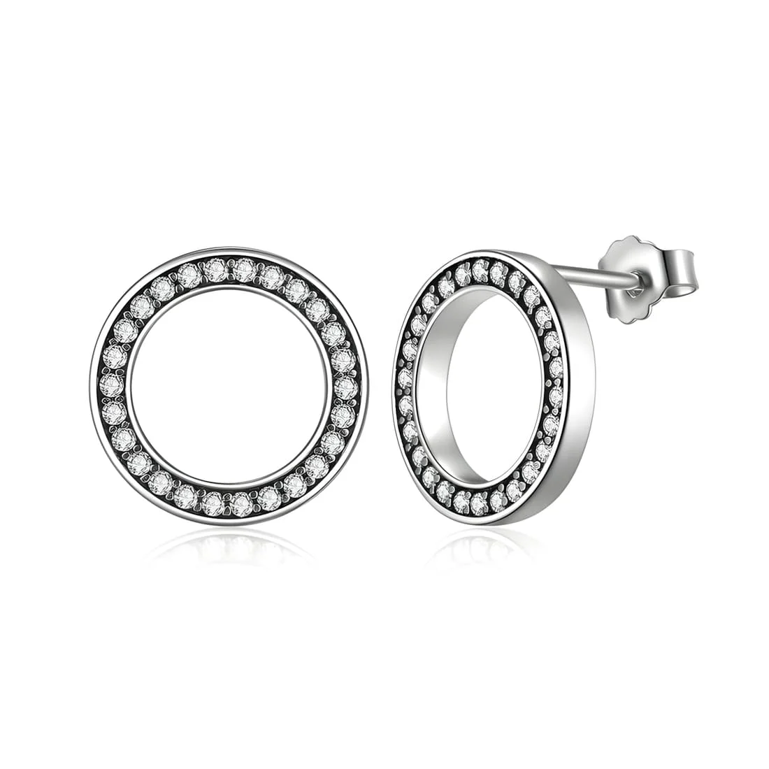 Pendientes Círculo de Brillo <myexti><span>Plata de Ley 925, chapada en oro blanco, con circonitas</span></myexti>