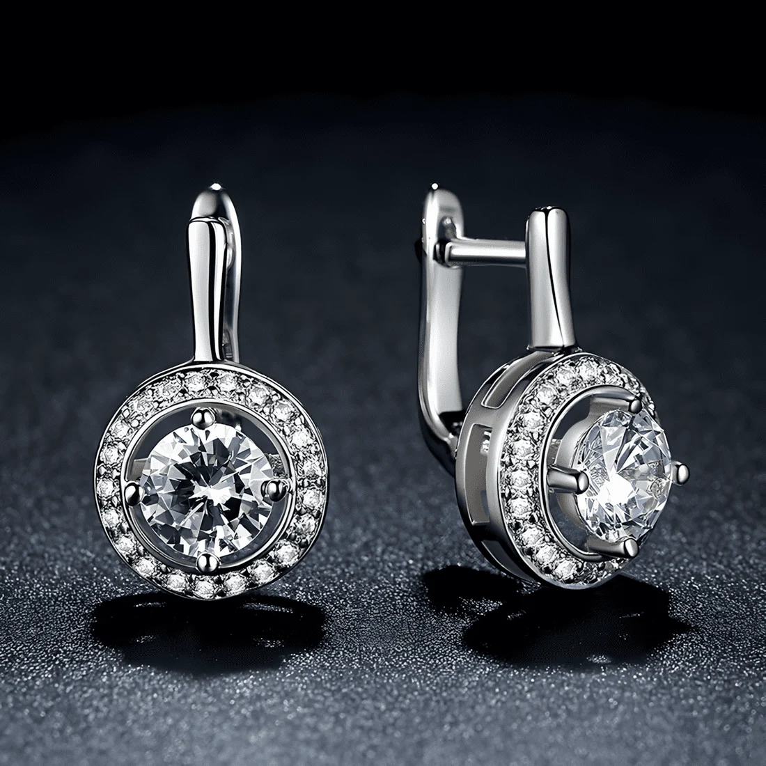 Pendientes de Gota Brillantes <myexti><span>Plata de Ley 925, chapada en oro blanco, con circonitas brillantes y un diseño elegante</span></myexti> - Imagen 3