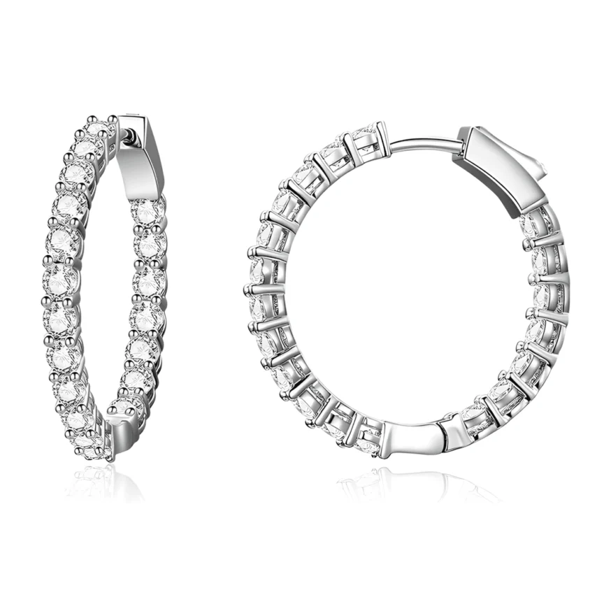 Pendientes de Aro Brillantes <myexti><span>Plata de Ley 925, chapada en oro blanco, con circonitas</span></myexti>