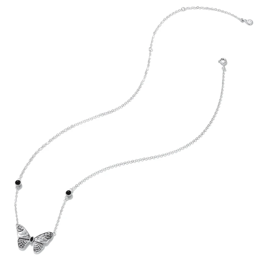 Collar Mariposa Gótica <myexti><span>Plata de Ley 925, chapada en oro blanco, con circonitas negras y longitud ajustable</span></myexti> - Imagen 4