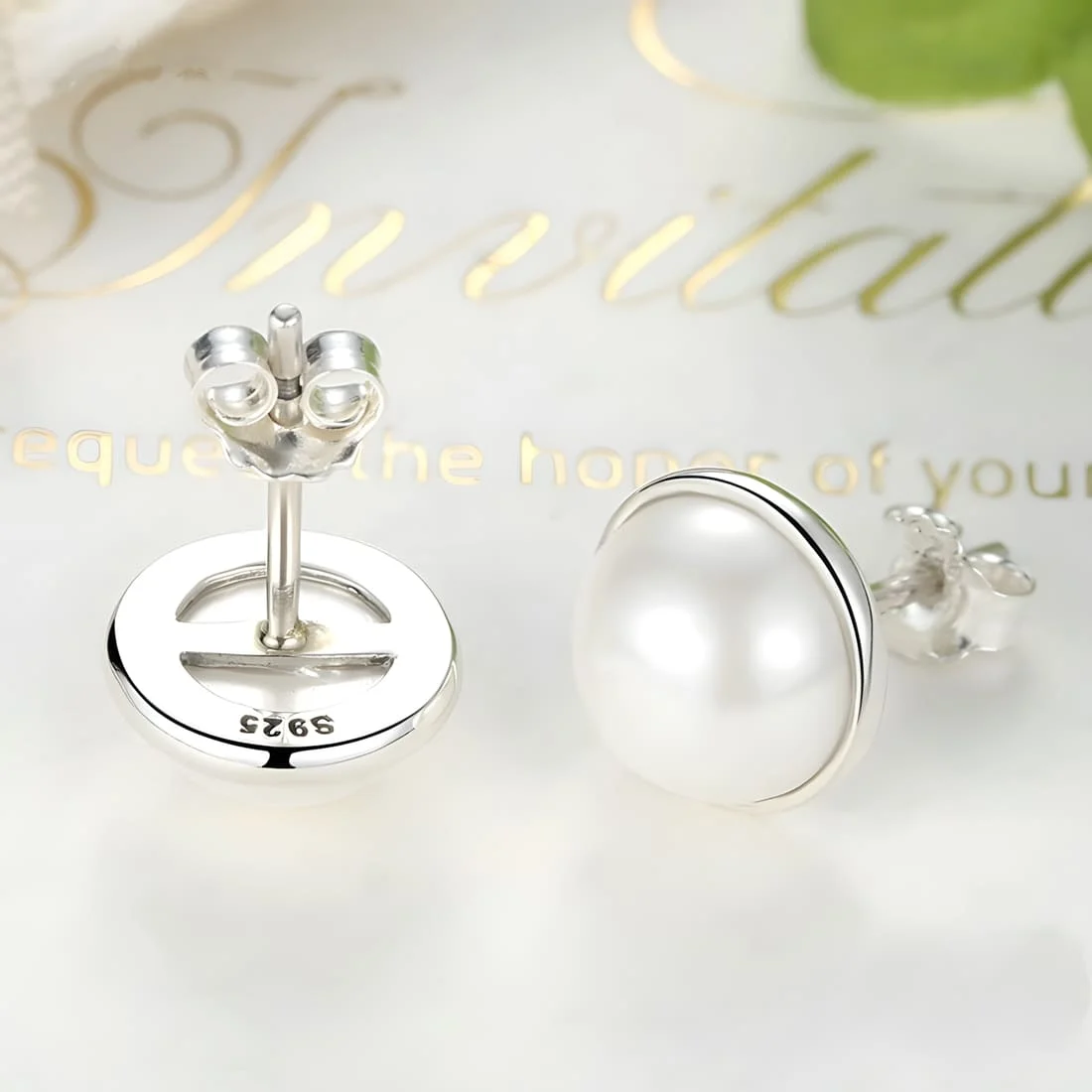 Pendientes de Perla <myexti><span>Plata de Ley 925, chapada en oro blanco</span></myexti> - Imagen 4