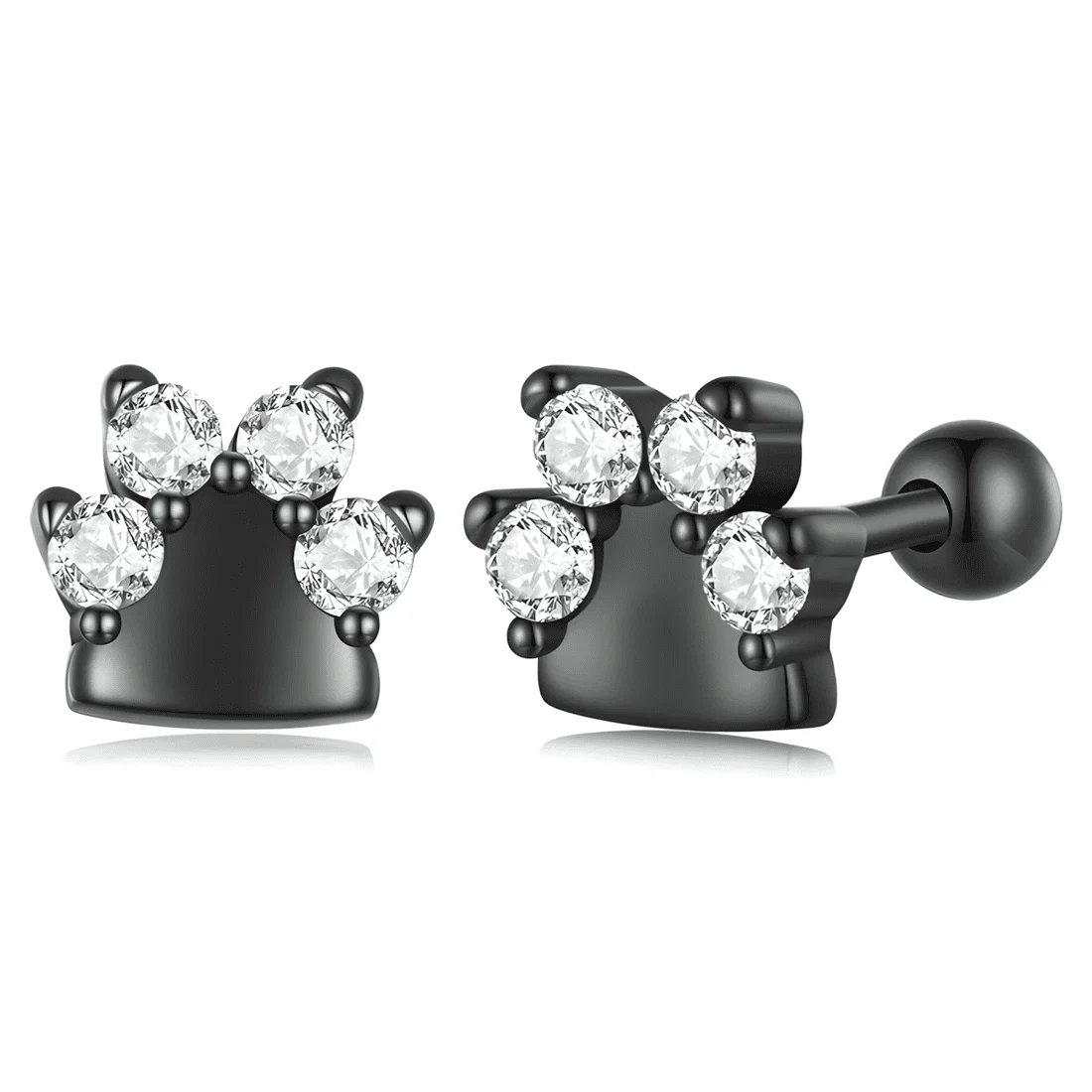 Pendientes de Botón Patas Brillantes <myexti><span>Plata de Ley 925, chapada en negro, con circonitas</span></myexti>