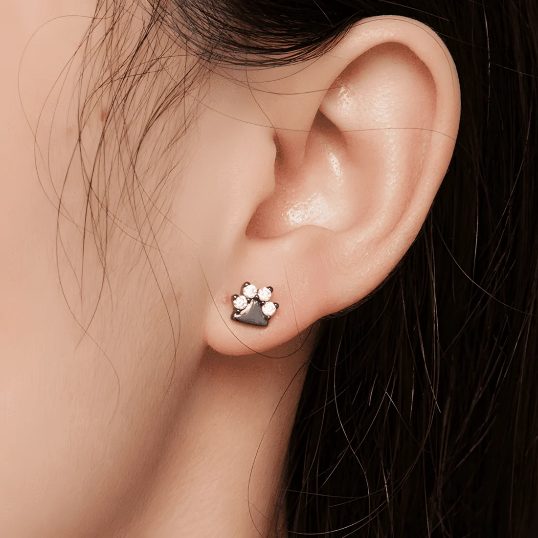 Pendientes de Botón Patas Brillantes <myexti><span>Plata de Ley 925, chapada en negro, con circonitas</span></myexti> - Imagen 2