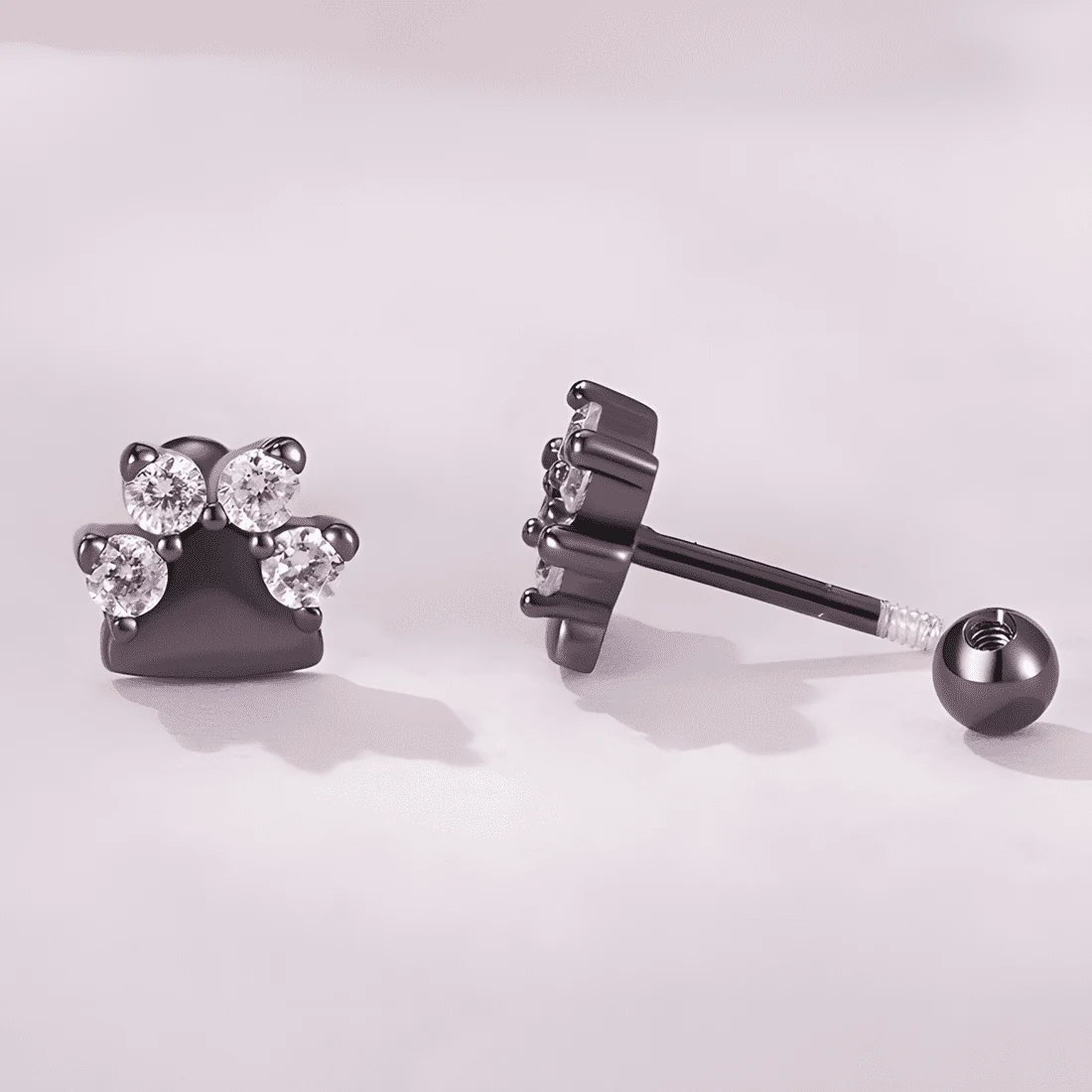 Pendientes de Botón Patas Brillantes <myexti><span>Plata de Ley 925, chapada en negro, con circonitas</span></myexti> - Imagen 4