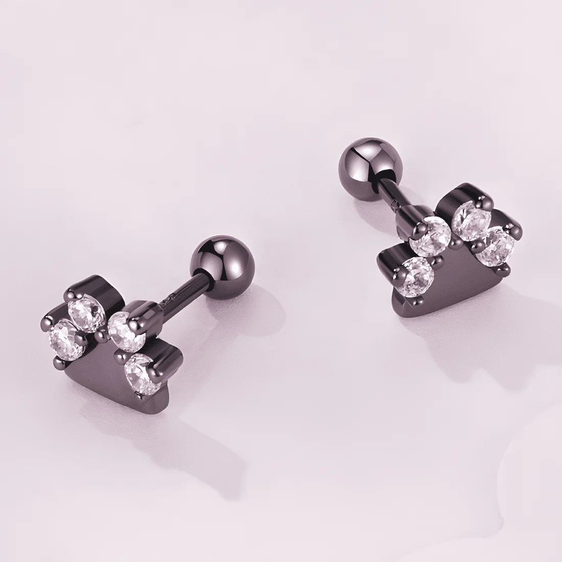Pendientes de Botón Patas Brillantes <myexti><span>Plata de Ley 925, chapada en negro, con circonitas</span></myexti> - Imagen 5