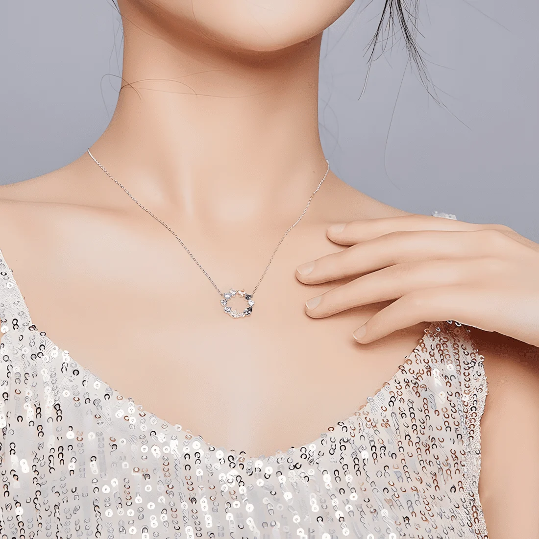 Collar de Cristales de Colores <myexti><span>Plata de Ley 925, chapada en oro blanco, con circonitas de colores y longitud ajustable</span></myexti> - Imagen 2