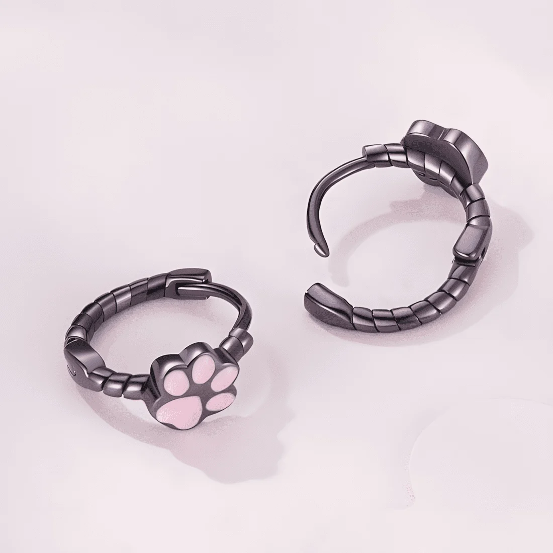 Pendientes de Aro Patas <myexti><span>Plata de Ley 925, chapada en negro, con esmalte rosa</span></myexti> - Imagen 4