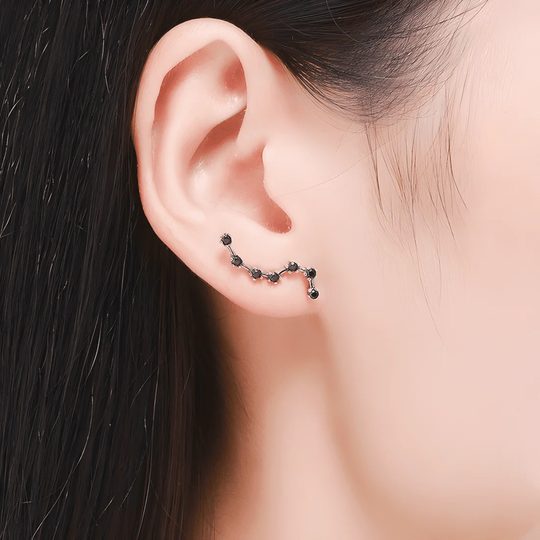 Pendientes de Botón Constelación <myexti><span>Plata de Ley 925, chapada en oro blanco, con circonitas negras</span></myexti> - Imagen 2