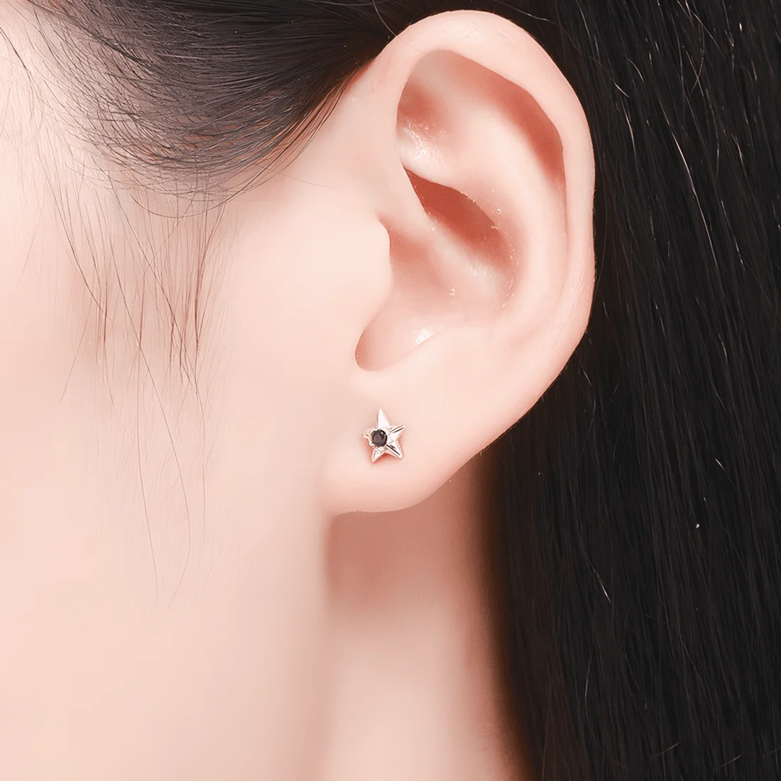 Pendientes de Botón Constelación <myexti><span>Plata de Ley 925, chapada en oro blanco, con circonitas negras</span></myexti> - Imagen 3