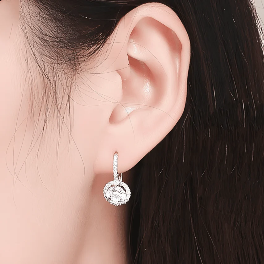 Pendientes de Gota Brillantes <myexti><span>Plata de Ley 925, chapada en oro blanco, con circonitas</span></myexti> - Imagen 2