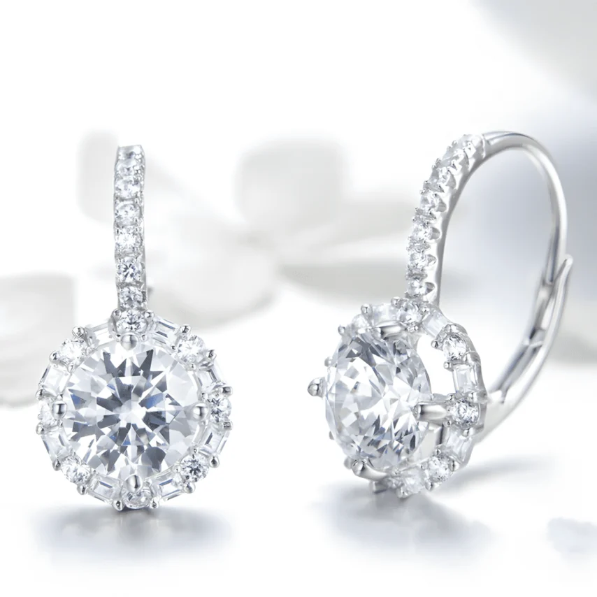 Pendientes de Gota Brillantes <myexti><span>Plata de Ley 925, chapada en oro blanco, con circonitas</span></myexti> - Imagen 4