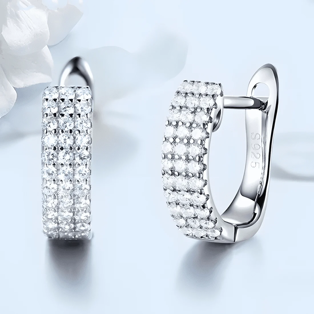 Pendientes de Aro Brillantes <myexti><span>Plata de Ley 925, chapada en oro blanco, con circonitas blancas</span></myexti> - Imagen 3