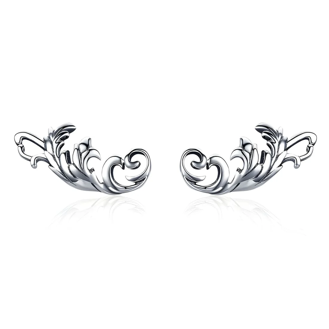 Pendientes de Botón Pluma Antigua <myexti><span>Plata de Ley 925, chapada en oro blanco</span></myexti>