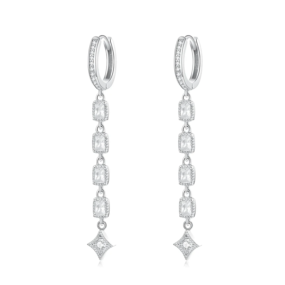 Pendientes de Gota Colgantes Brillantes <myexti><span>Plata de Ley 925, chapada en oro blanco, con circonitas</span></myexti>