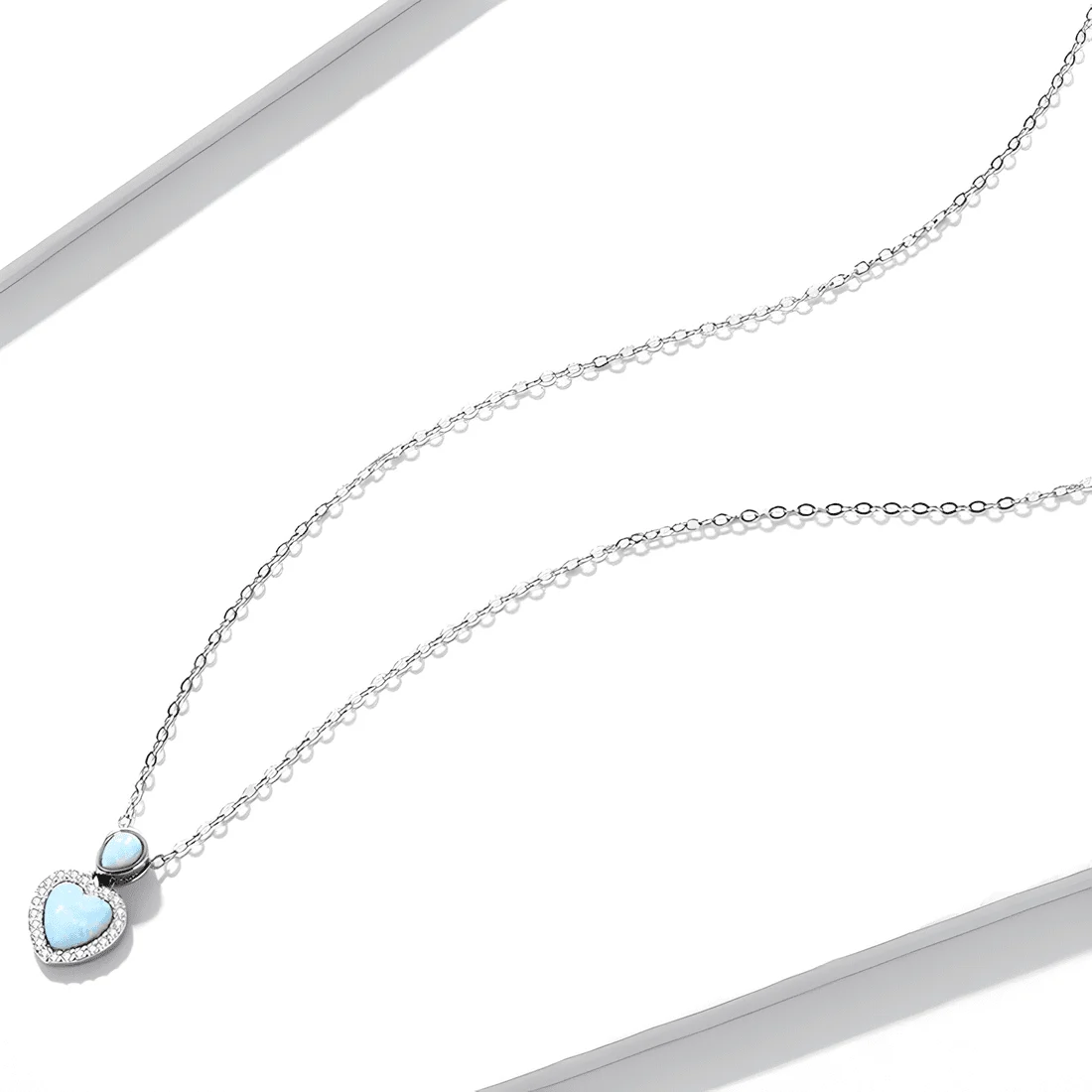 Collar de Corazón de Ópalo <myexti><span>Plata de Ley 925, chapada en oro blanco, con ópalos, circonitas y longitud ajustable</span></myexti> - Imagen 4