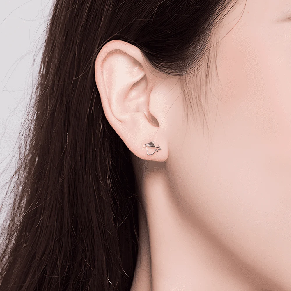 Pendientes de Botón Perro con Hueso <myexti><span>Plata de Ley 925, chapada en oro blanco</span></myexti> - Imagen 3